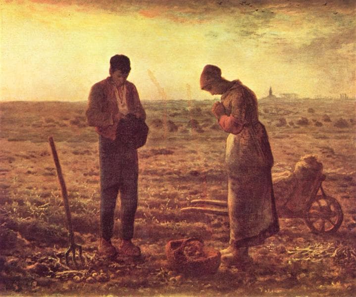 The Angelus by Jean-François Millet — two figures praying in a field at sunset