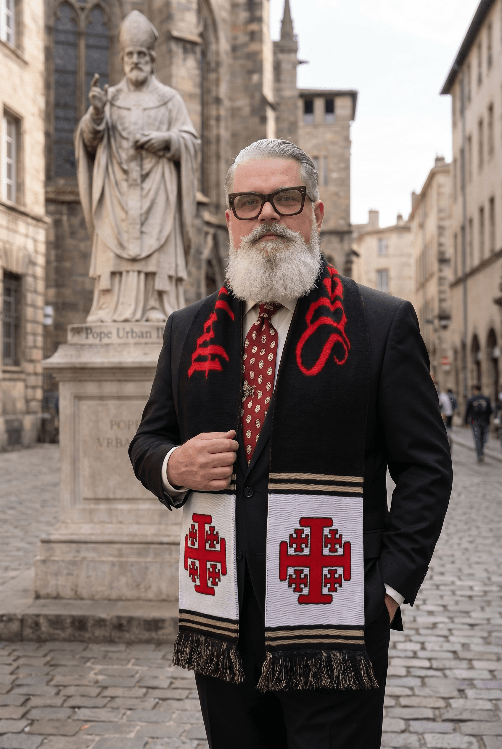 Deus Vult, Knights Templar, Crusader, Jerusalem Cross - Custom Catholic Scarf