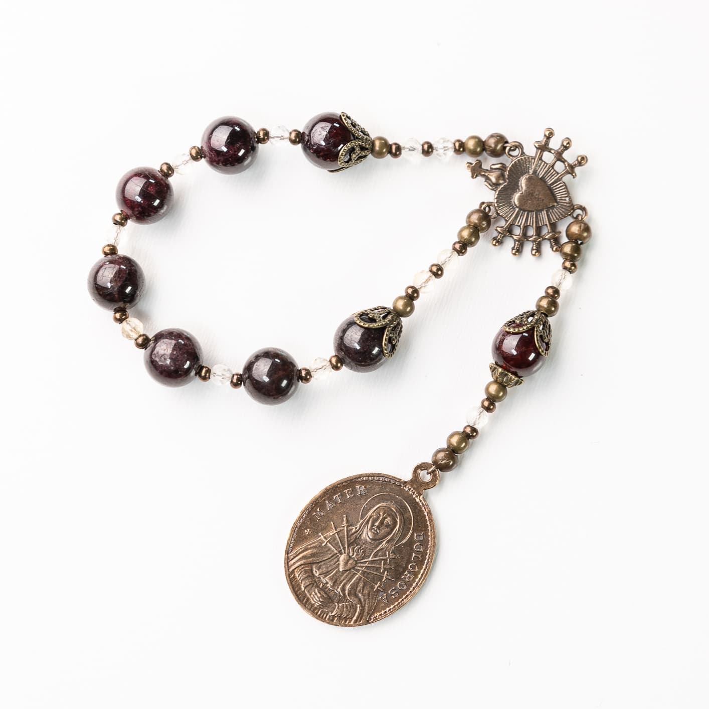 Mini Chaplet of Seven Sorrows in Red Garnet image