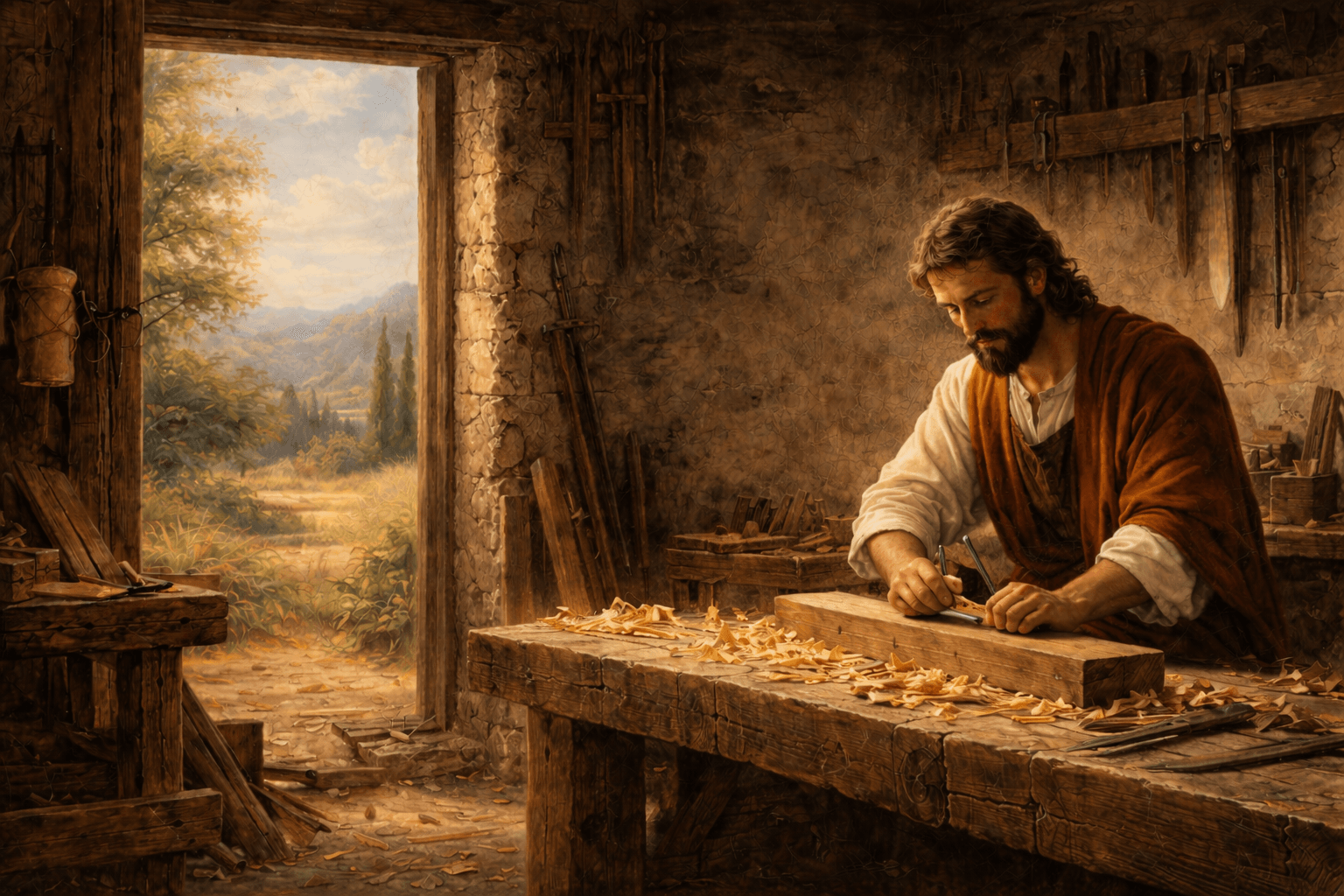St. Joseph in the carpenter's workshop
