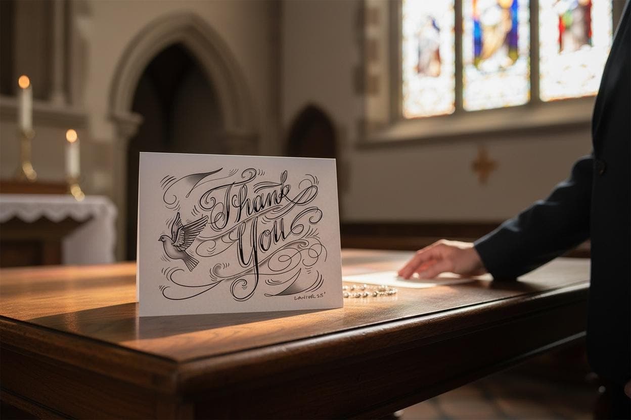 Thank You with Peace Dove Christian Greeting Card Gold or Silver Hand Embellished Signed