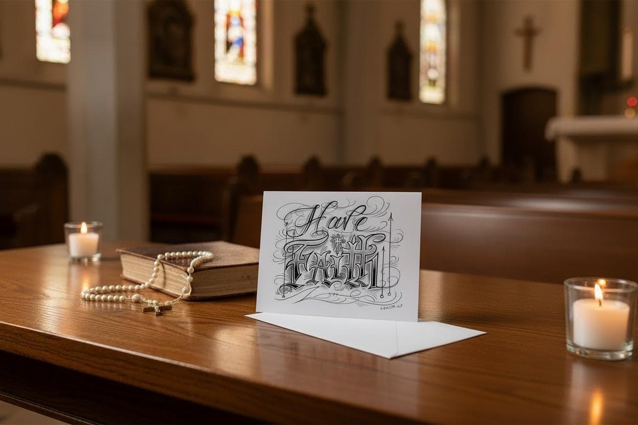 Have Faith Hand Embellished Christian Greeting Card Gold or Silver Signed Art