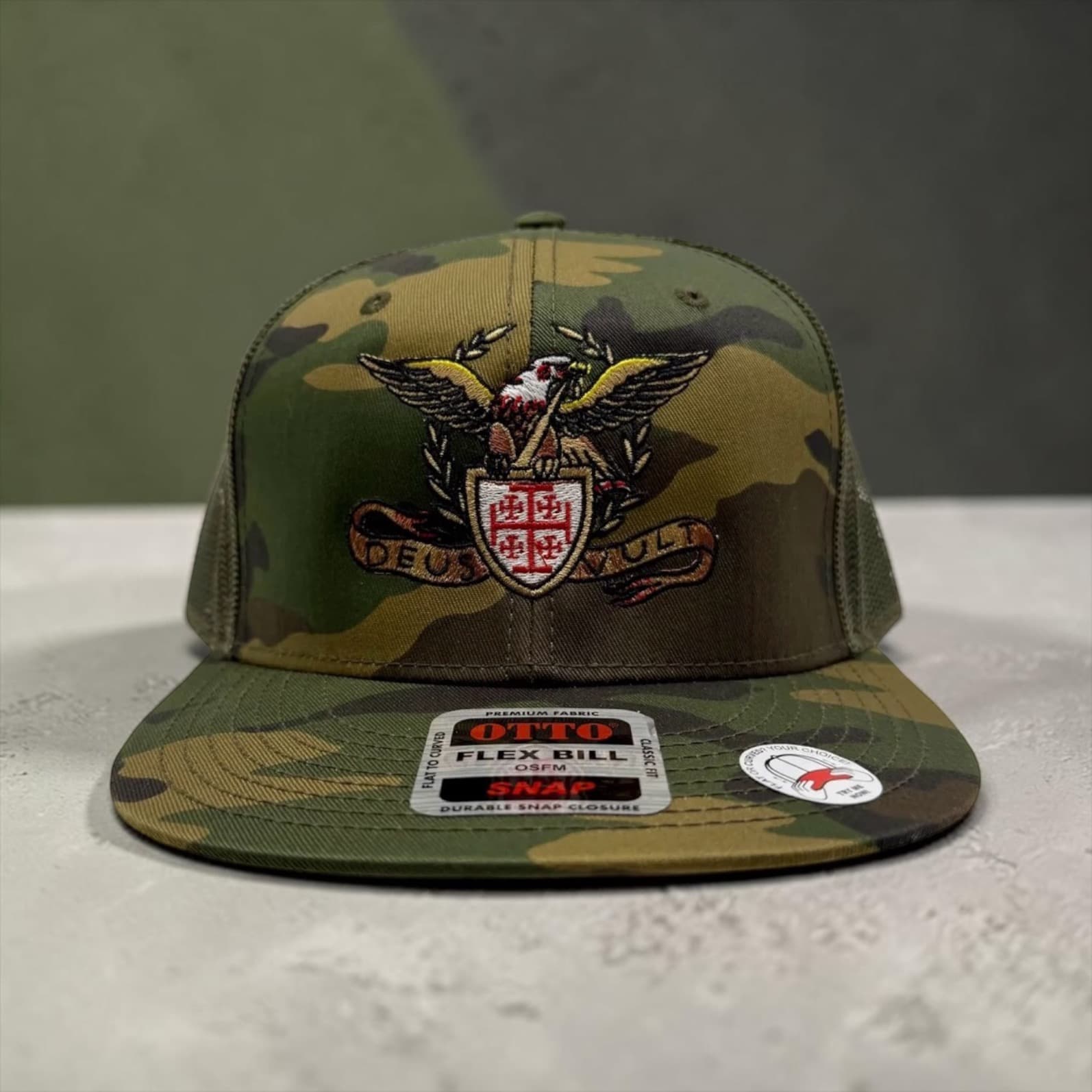 Deus Vult Roman Eagle Camouflage OTTO Flex Bill Snapback Hat